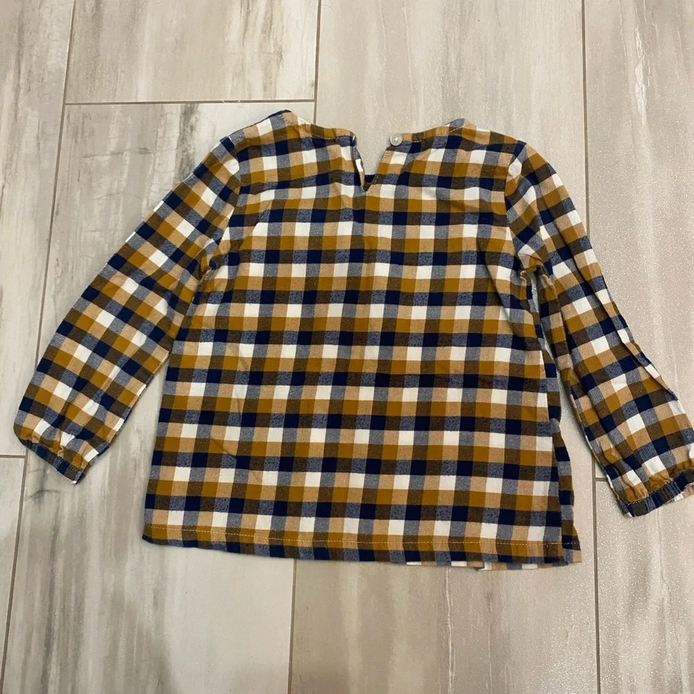 Carter’s Mustard Yellow and White Checkered Top and Navy Leggings Set, girls 2T